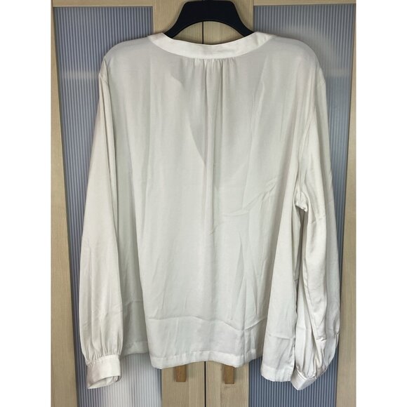 Gap Women’s White Long Puff Sleeves Blouse Sz XXL Career Party Elegant Boho Top - Picture 3 of 5